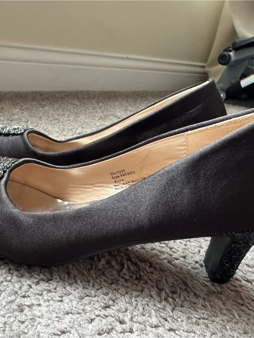 Badgley Mischka black satin